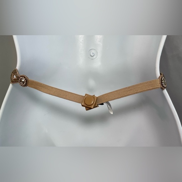 NWT Deepa Gold Tan Stone Beaded Belt Small Women’s‎ - Picture 3 of 8